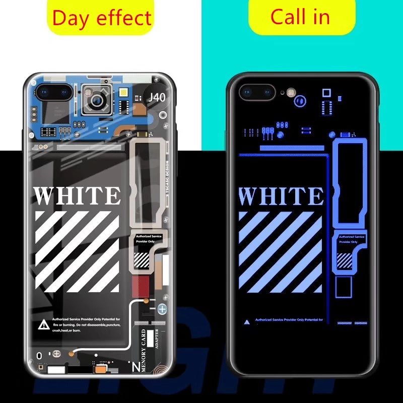 2020 LED Luminous Tempered Glass Night Light Phone Case for iPhone 11 Luminous Cell Glass Case for iPhone Case