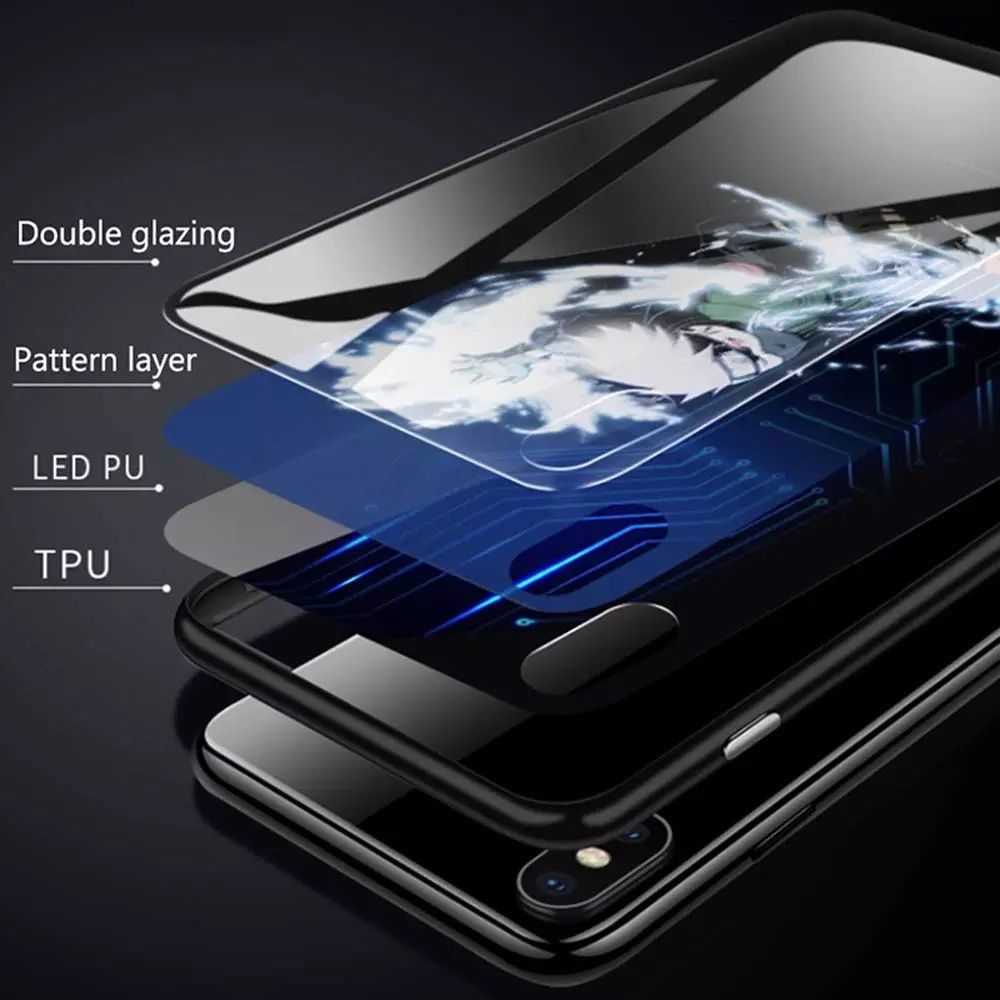 2020 LED Luminous Tempered Glass Night Light Phone Case for iPhone 11 Luminous Cell Glass Case for iPhone Case