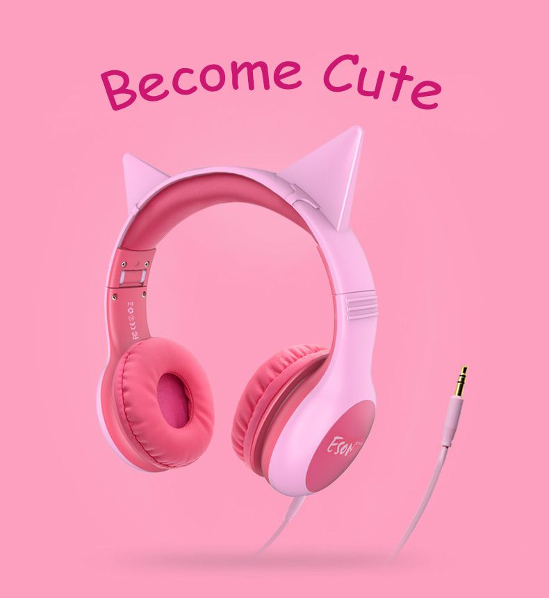 3.5mm Headphones for Children Removable Headphone with Cat Ear